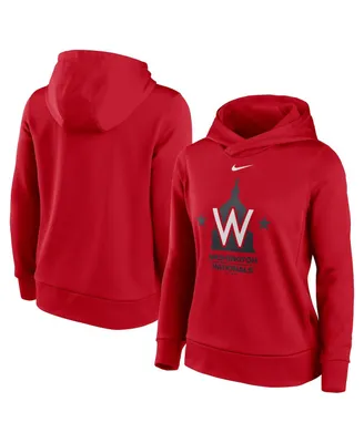 Women's Nike Red Washington Nationals Alternate Logo Performance Pullover Hoodie