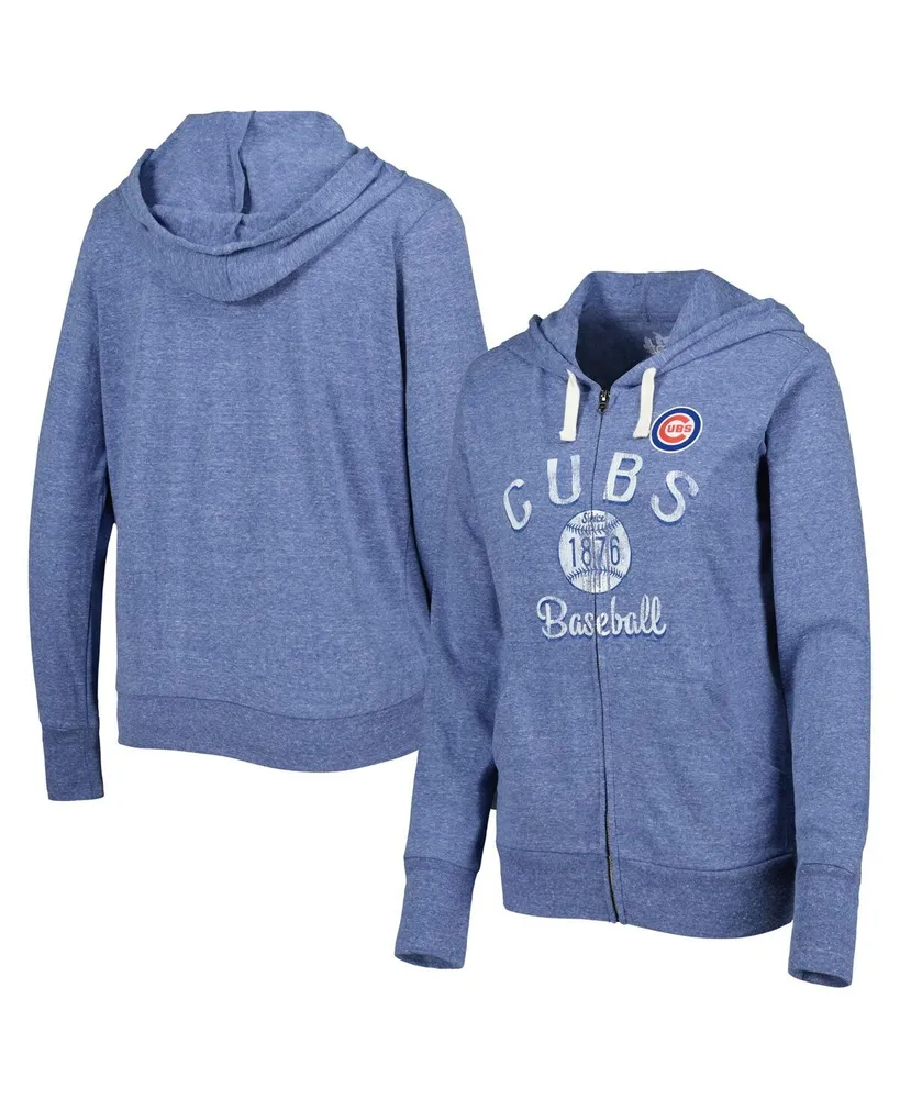 Women's Touch Royal Chicago Cubs Training Camp Tri-Blend Full-Zip Hoodie