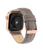 WITHit Taupe Genuine Lizard Grain Leather Band designed for Apple Watch 42mm (Series 1-3 only) & 44/45/46/49mm (Ultra & Ultra 2)