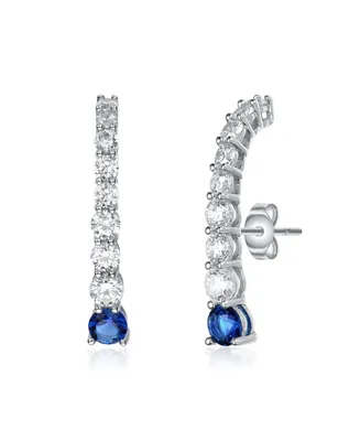 Genevive Sterling Silver Cubic ZIrconia Curved Journey Earrings