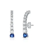 Genevive Sterling Silver Cubic ZIrconia Curved Journey Earrings
