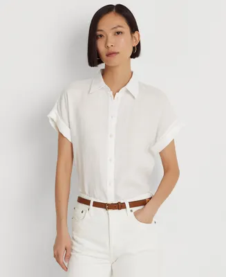 Lauren Ralph Petite Dolman Sleeve Linen Top