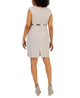 Connected Petite Sleeveless Belted Sheath Dress