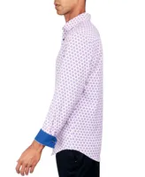 Society of Threads Men's Regular-Fit Non-Iron Performance Stretch Star Geo-Print Button-Down Shirt