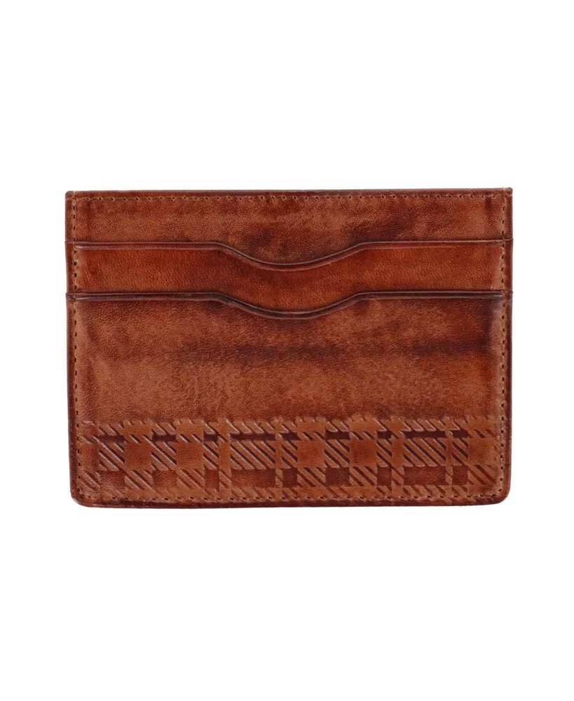 Trafalgar Men's Caelen Plaid Embossed Rfid Leather Card Case