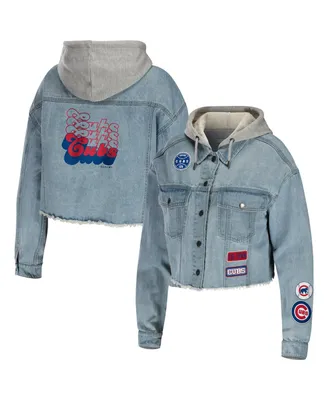 Women's Wear by Erin Andrews Washington Nationals Hooded Full-Button Denim Jacket