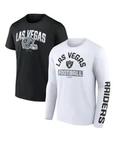 Men's Fanatics Black, White Las Vegas Raiders Long and Short Sleeve Two-Pack T-shirt