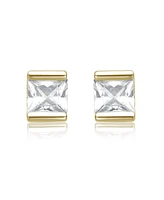 Genevive Sterling Silver Clear Cubic Zirconia Stud Earrings