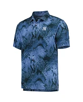 Men's Tommy Bahama Blue New York Yankees Bahama Coast Luminescent Fronds IslandZone Button-Up Camp Shirt