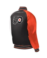 Big Boys Starter Black Philadelphia Flyers Raglan Full-Snap Varsity Jacket
