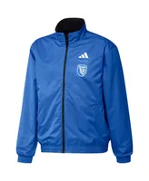 Men's adidas Black and Blue San Jose Earthquakes 2023 On-Field Anthem Full-Zip Reversible Team Jacket