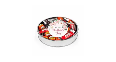 Mother's Day Sugar Free Chocolate Gift Tin Large Plastic Tin with Sticker and Hershey's Candy & Reese's Mix - Flowers - By Just Candy - Assorted pre