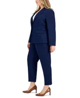 Le Suit Plus Stretch Crepe One-Button Pantsuit