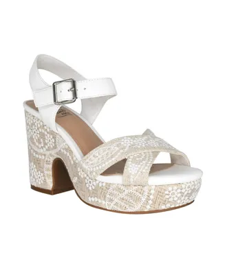 Impo Women's Ozella Ii Embroidered Platform Sandals - Oatmeal, White
