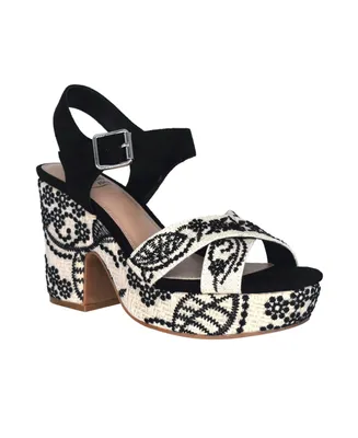 Impo Women's Ozella Ii Embroidered Platform Sandals - Oatmeal,
