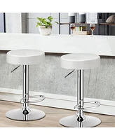 1 Pc Round Bar Stool Adjustable Swivel Pub Chair U Leather
