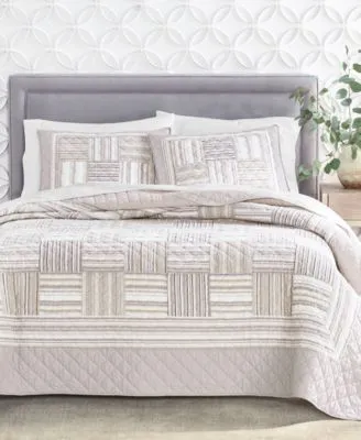 Charter Club Neutral Stripe Patchwork Quilts Created For Macys