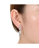 Genevive Radiant White Gold Plated Drop Earrings in Sterling Silver with Pear Shape and Oval Cubic Zirconia