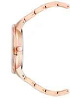 Anne Klein Women's Three Hand Quartz Rose Gold-tone Alloy and Blush Resin Link Bracelet Watch, 38mm