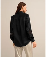 The Armeria Lace Silk Blouse for Women