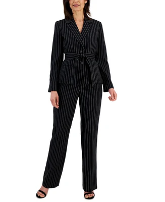 Le Suit Women's Striped Belted Pantsuit, Regular & Petite Sizes
