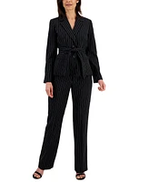 Le Suit Women's Striped Belted Pantsuit, Regular & Petite Sizes