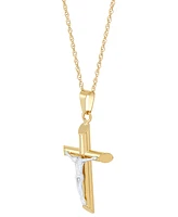 Crucifix Cross 18" Pendant Necklace in 14k Two-Tone Gold