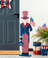 Glitzhome 40" H Patriotic, Americana Uncle Sam Porch Decor