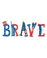 Glitzhome 43.25" L Patriotic, Americana Brave Yard Stake or Wall Decor, Set of 5