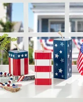 Glitzhome 9.75" H Wooden Patriotic, Americana Firecracker Table Decor