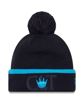Men's New Era Black Charlotte Fc Wordmark Kick Off Cuffed Knit Hat with Pom