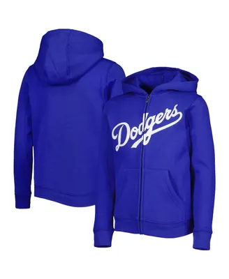 Big Boys Royal Los Angeles Dodgers Wordmark Full-Zip Fleece Hoodie