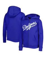 Big Boys Royal Los Angeles Dodgers Wordmark Full-Zip Fleece Hoodie