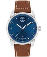 Movado Men's Bold Verso Swiss Quartz Cognac Leather Strap Watch 42mm