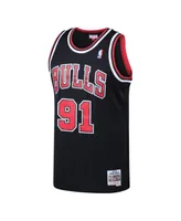 Men's Mitchell & Ness Dennis Rodman Black Chicago Bulls 1997-98 Hardwood Classics Swingman Jersey