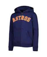 Big Boys Navy Houston Astros Wordmark Full-Zip Fleece Hoodie