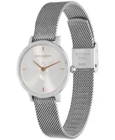 Olivia Burton Women's Ultra Slim Bee Silver-Tone Stainless Steel Watch 28mm