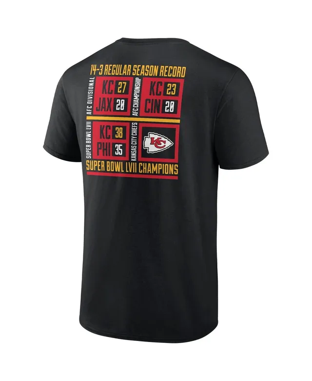 : Fanatics Men's Red Kansas City Chiefs Super Bowl LVII  Champions Scoreboard Showcase Long Sleeve T-Shirt : Sports & Outdoors