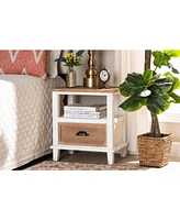 Baxton Studio Glynn Rustic Farmhouse Weathered 20.3" Two-Tone and Finished Wood 1-Drawer Nightstand