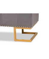 Baxton Studio Ellery Luxe and Glam Velvet Fabric Upholstered Finished Metal Storage Ottoman