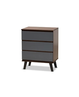 Baxton Studio Roldan Modern and Contemporary 29.9" Two-Tone and Finished Wood 3-Drawer Bedroom Chest