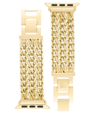 Anne Klein Women's Gold-Tone Alloy 3-Row Chain Bracelet Compatible with 38/40/41mm Apple Watch - Gold
