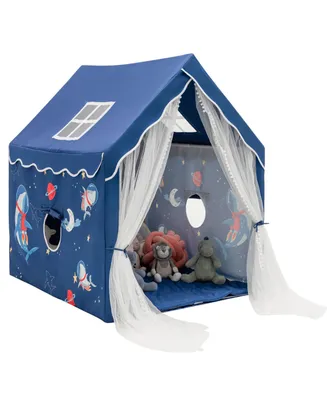 Kids Playhouse Large Children Indoor Play Tent Gift w/ Cotton Mat Longer Curtain