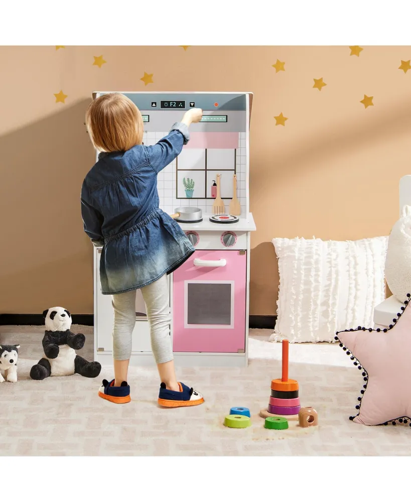 Kids Kitchen Playset & Dollhouse 2-In-1 W/ Accessories & Furniture For Toddlers