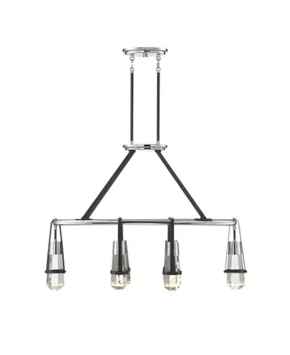 Savoy House Denali 6-Light Led Linear Chandelier in Matte Black with Polished Chrome Accents