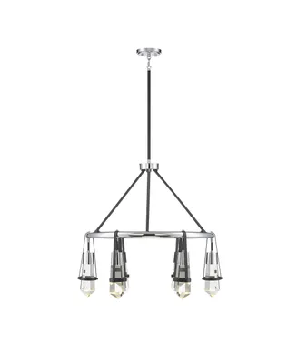 Savoy House Denali 6-Light Led Chandelier in Matte Black with Polished Chrome Accents