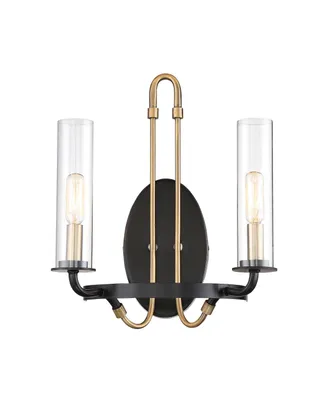 Savoy House Kearney 2-Light Wall Sconce in Vintage Black with Warm Brass