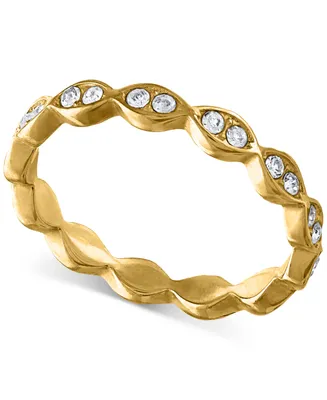 Oma The Label Bølger 18k Gold Plated Pave Cubic Zirconia Band Ring