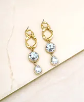 Ettika Crystal Dangle Earrings in Twisted 18K Gold Plating