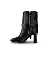 Women's Black Premium Leather Boots With Embossed Backside Nat By Bala Di Gala